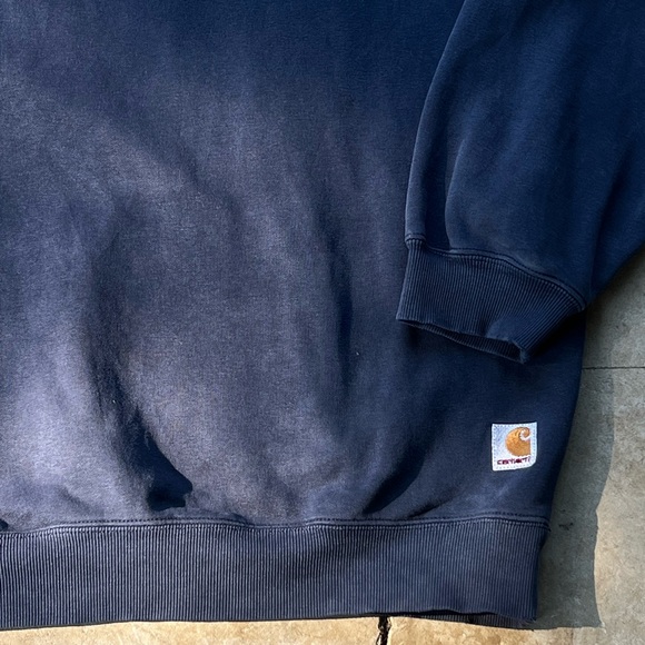 VINTAGE NAVY BLUE CARHARTT CREWNECK 2xl made in Mexico heavy duty work wear - Picture 3 of 4